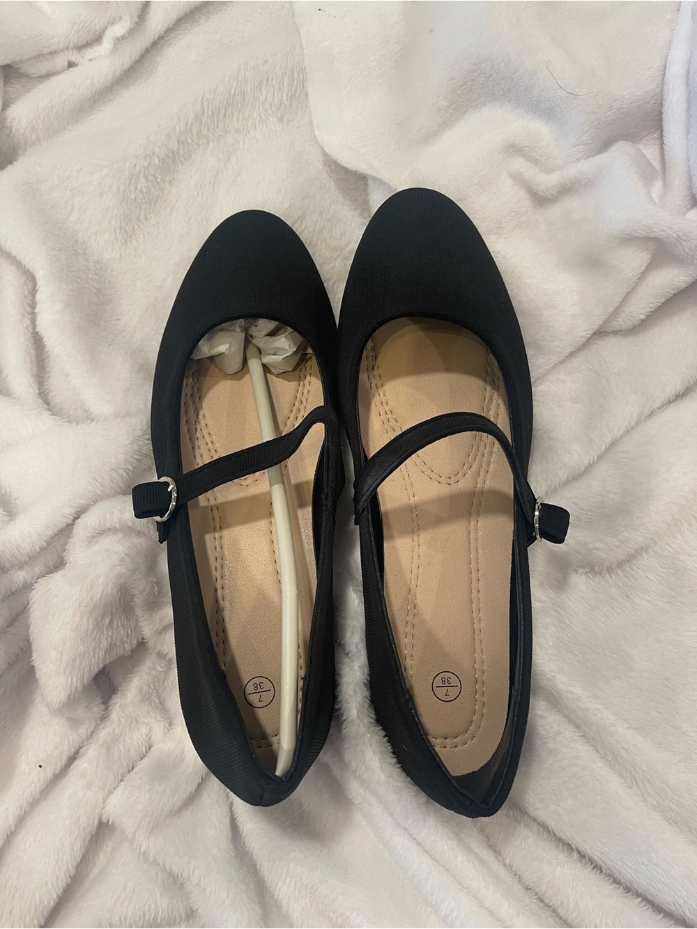 Women's Black Mary Jane Flats round toe with Adjustable Strap